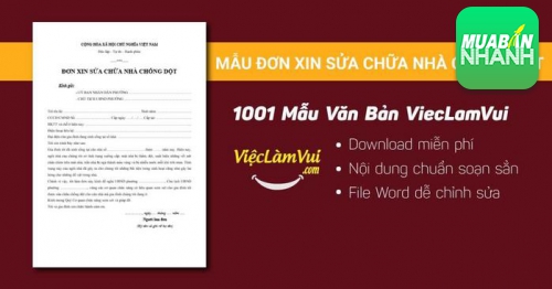 Mẫu đơn xin sửa chữa nhà chống dột