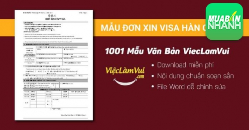 Mẫu đơn xin visa Hàn Quốc