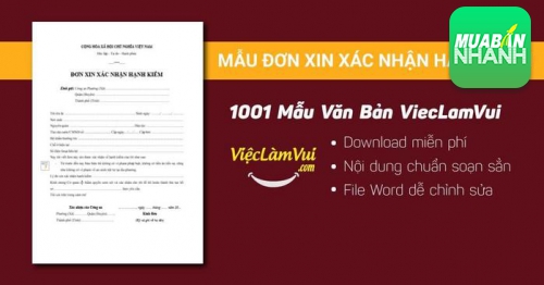 Mẫu đơn xin xác nhận hạnh kiểm mới nhất